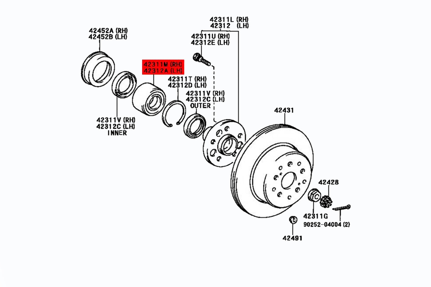 Genuine Toyota 2JZ-GTE Rear Wheel Bearing - Part Number: 90369-43005